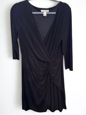 White House Black Market Black Draped Knot Front Dress